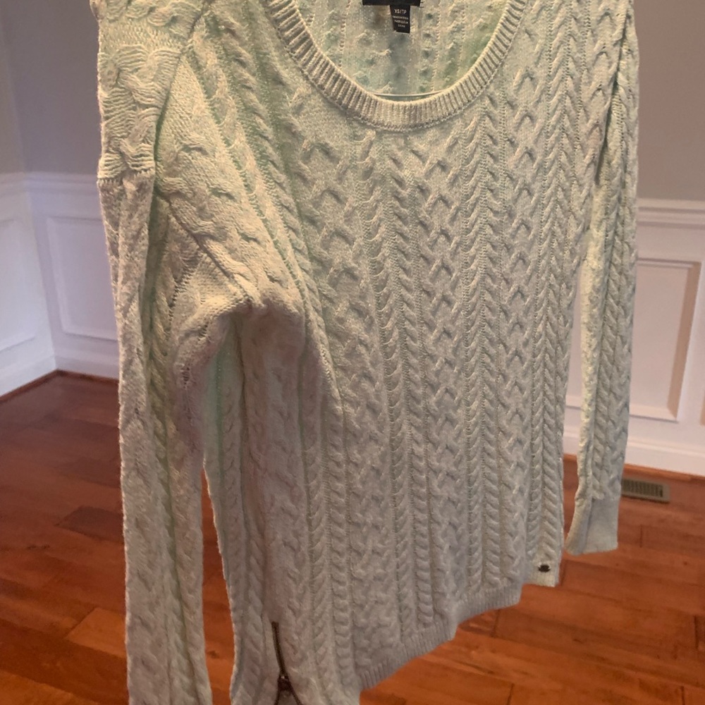 AEO xs mint green cable sweater